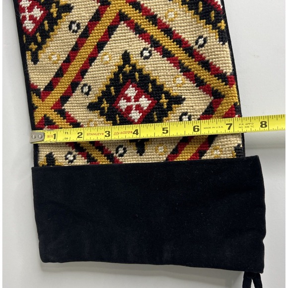Needlepoint Christmas Stocking Dillards Southwest Look 17" Black Velour - New - Picture 5 of 7